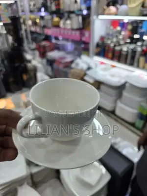 6pcs Plain White Ceramic or Porcelain Tea Cup and Saucer