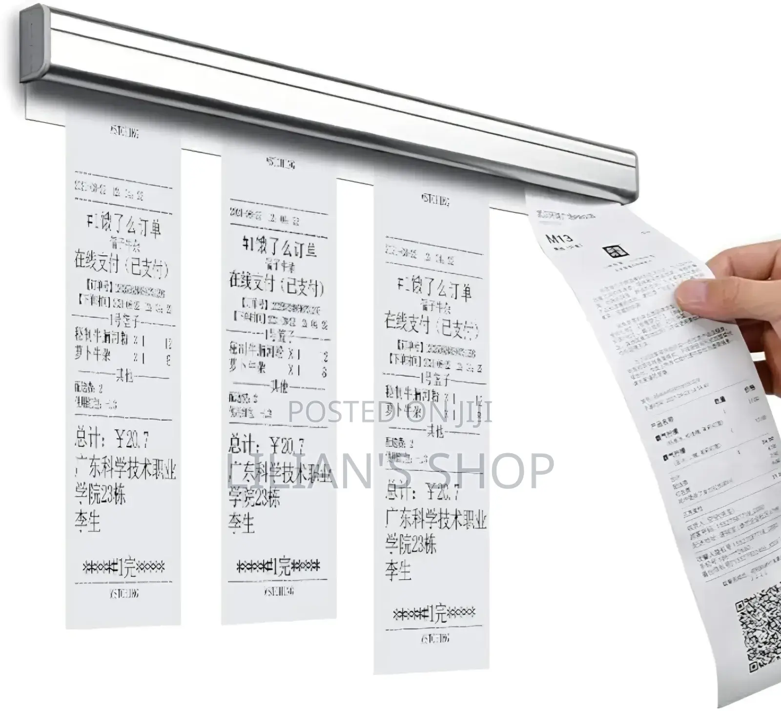 Wall-Mounted Aluminum Slide Check Rack Receipt Holder.