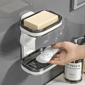Wall-Mounted, Double-Layer Soap Holder.