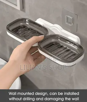 Wall-Mounted, Double-Layer Soap Holder.