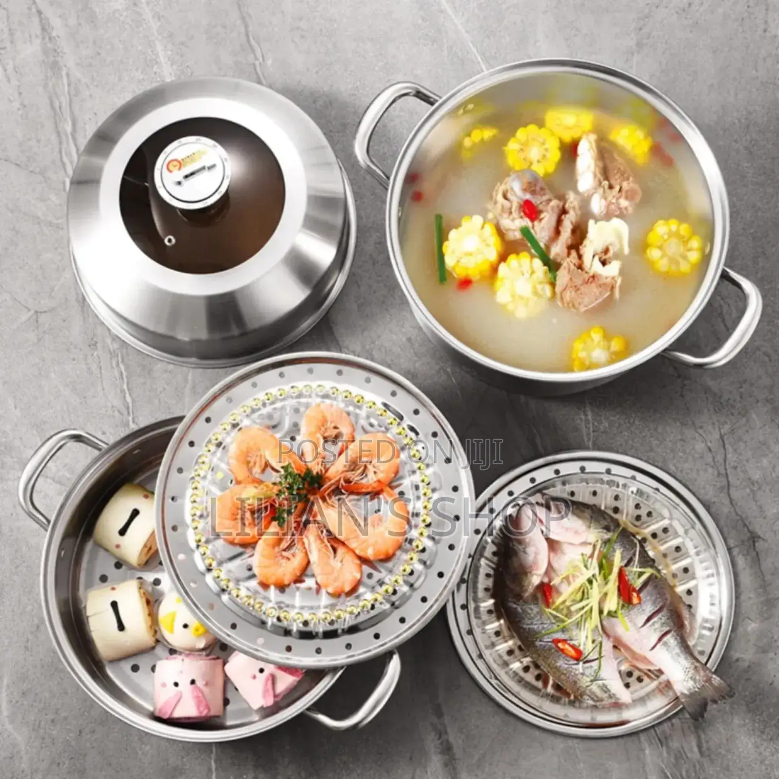 30cm Stainless Steel 3-tier Food Steamer With Timer
