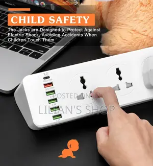 10 Ways Power Socket ,5 Usb-a ,1 Usb C,2m Cable Length