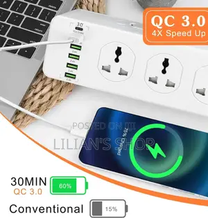 10 Ways Power Socket ,5 Usb-a ,1 Usb C,2m Cable Length