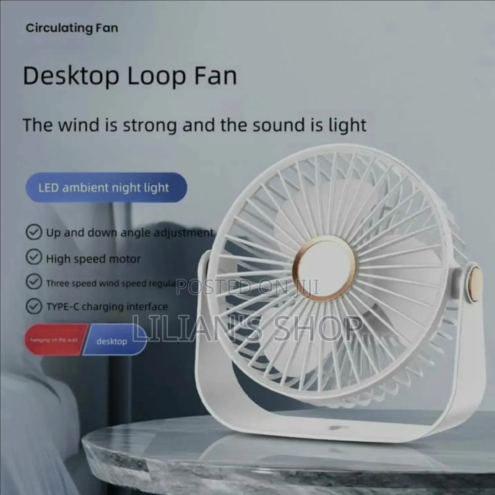 Usb Rechargeable Air Circulation Desk Fan.