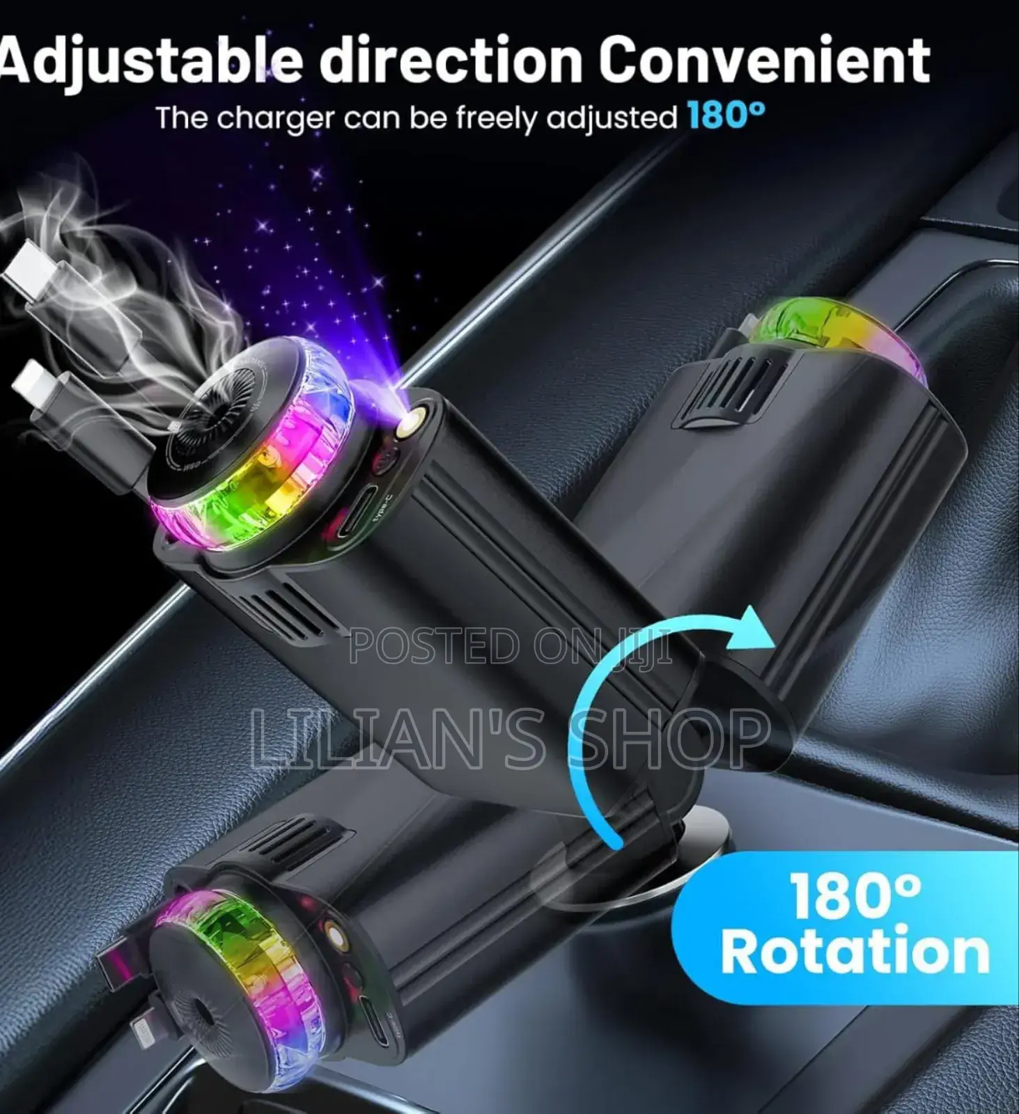Starlight Retractable Car Charger With Aromatherapy