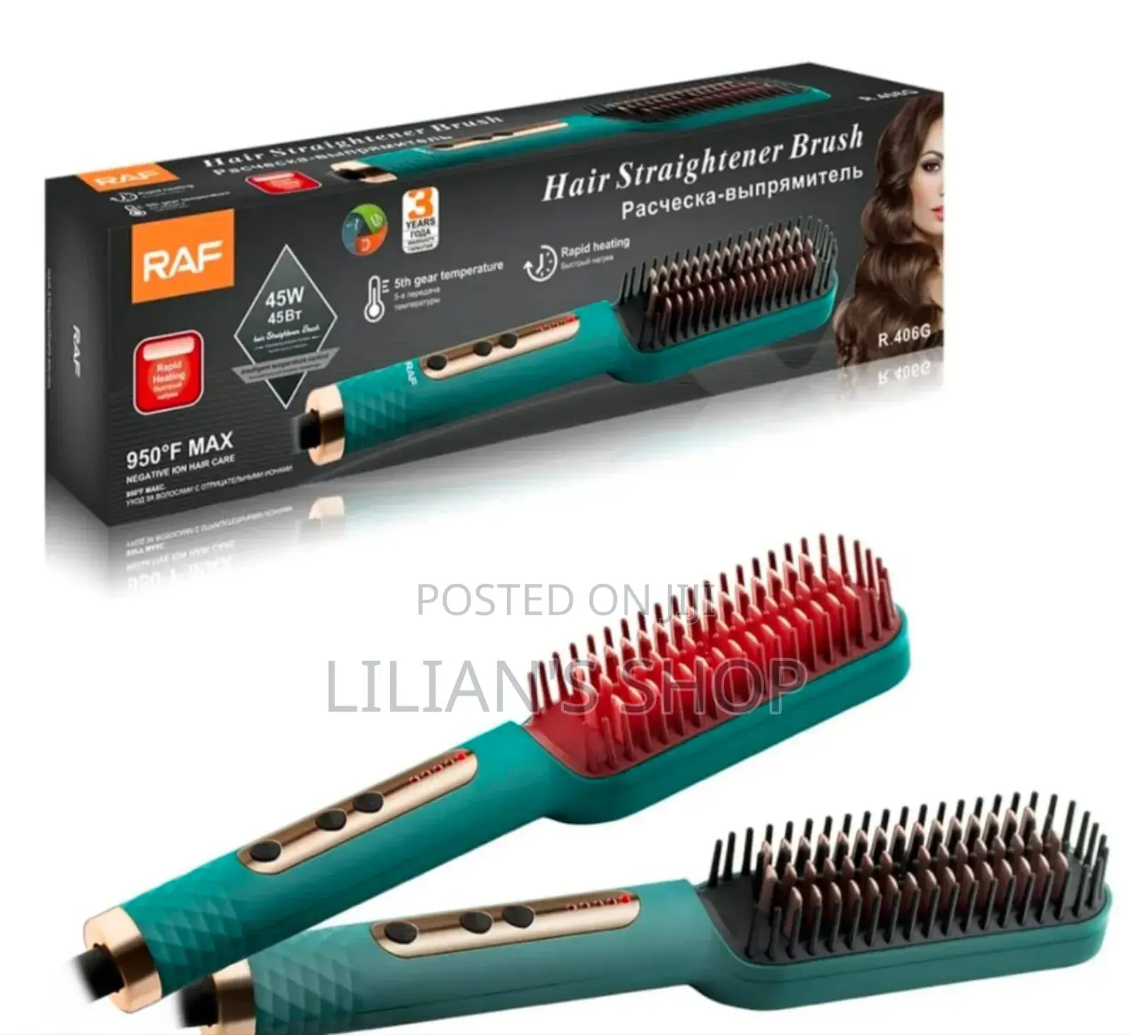 Raf R.406g Natural Hair Straightener Brush
