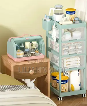 Multi-Layer Mobile Baby Organizing Cart With a Detachable Box