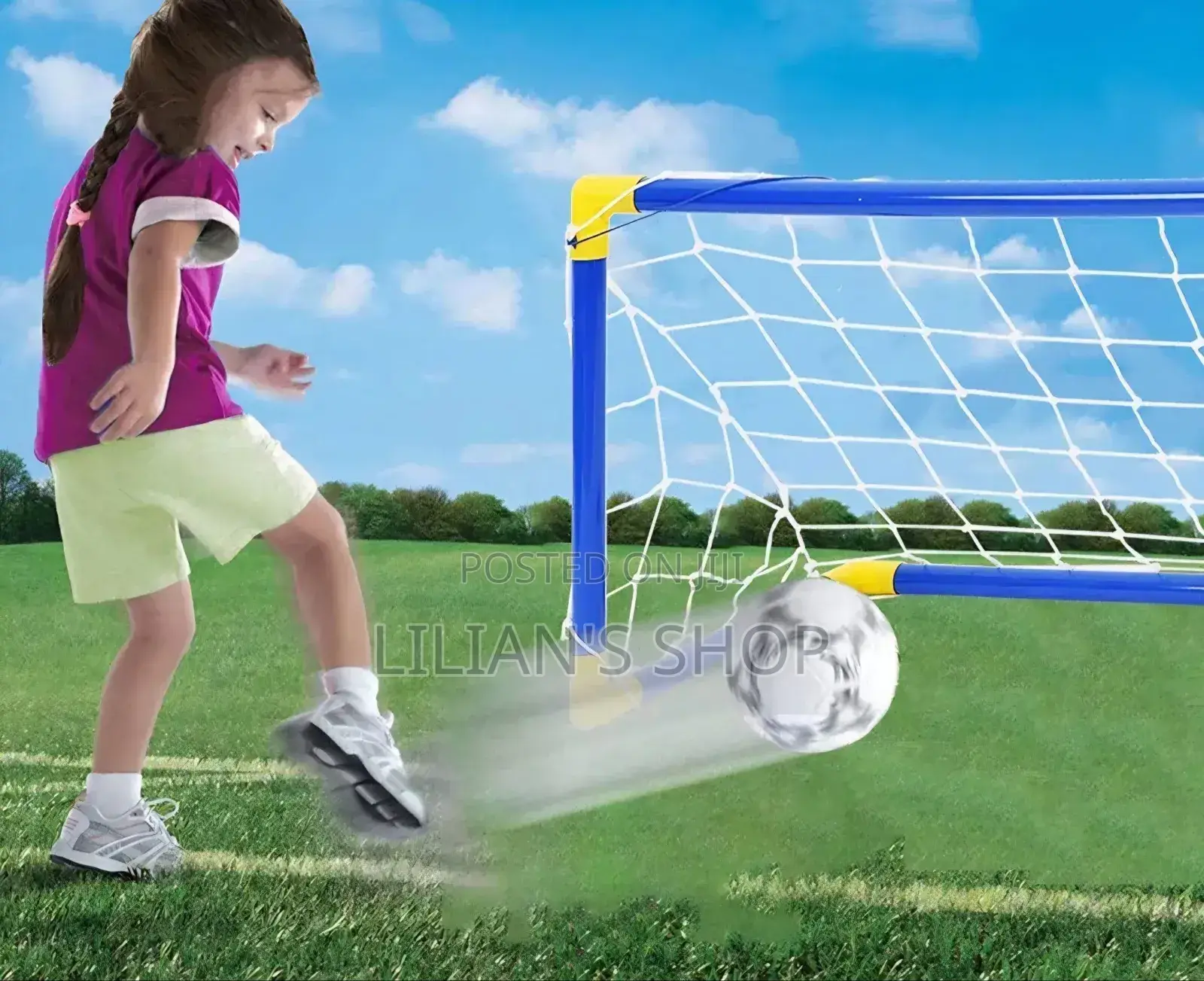 2-in-1 Children's Mini Hockey and Soccer Goal Sports Set.
