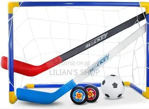 2-in-1 Children's Mini Hockey and Soccer Goal Sports Set.