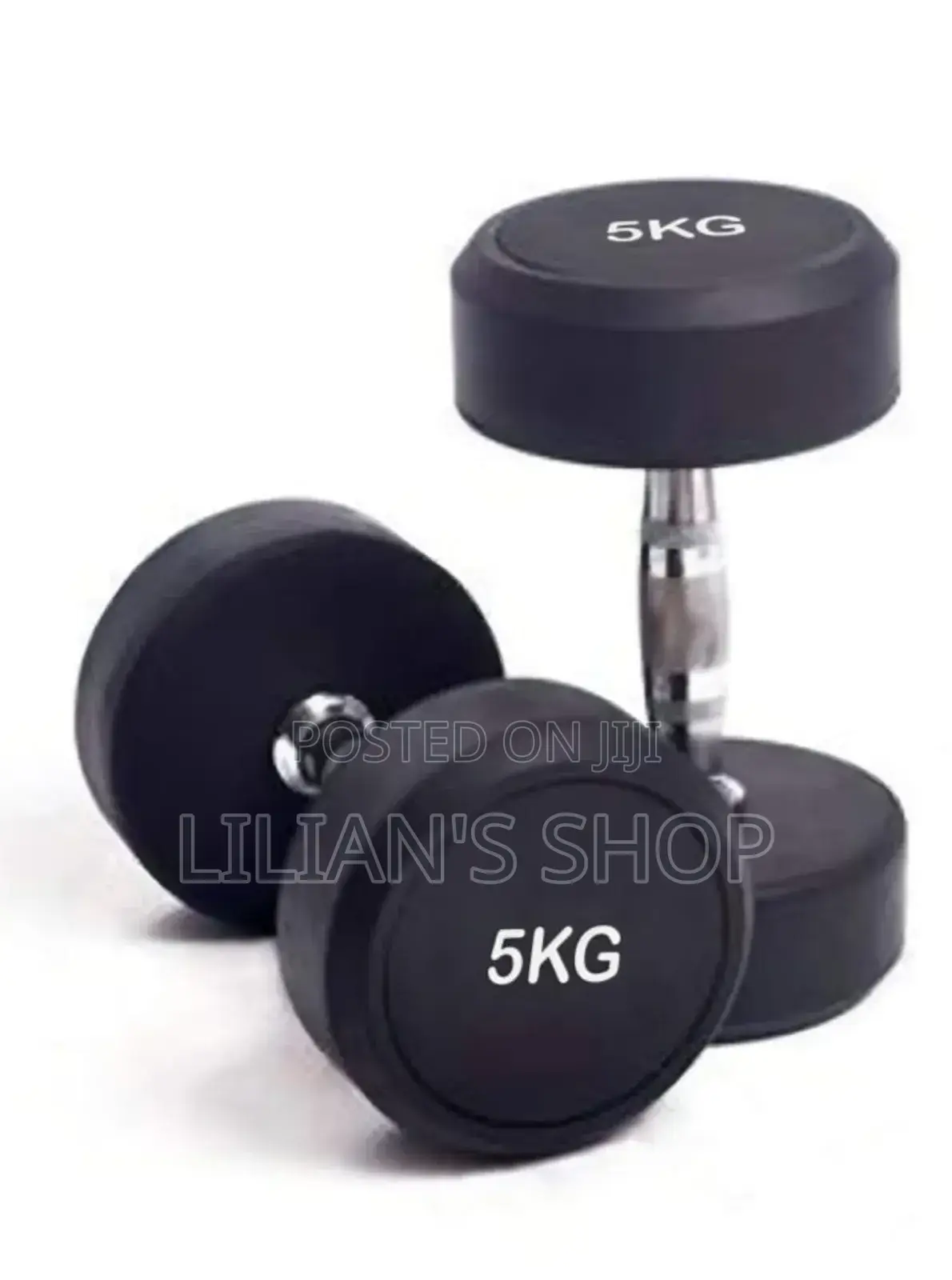 5kg Rubber-Coated Round Dumbbells