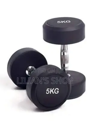 5kg Rubber-Coated Round Dumbbells