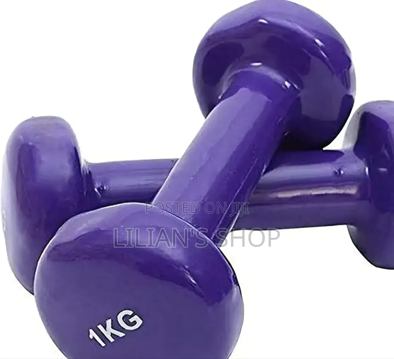 Pair of 1kg Purple Vinyl Dumbbells