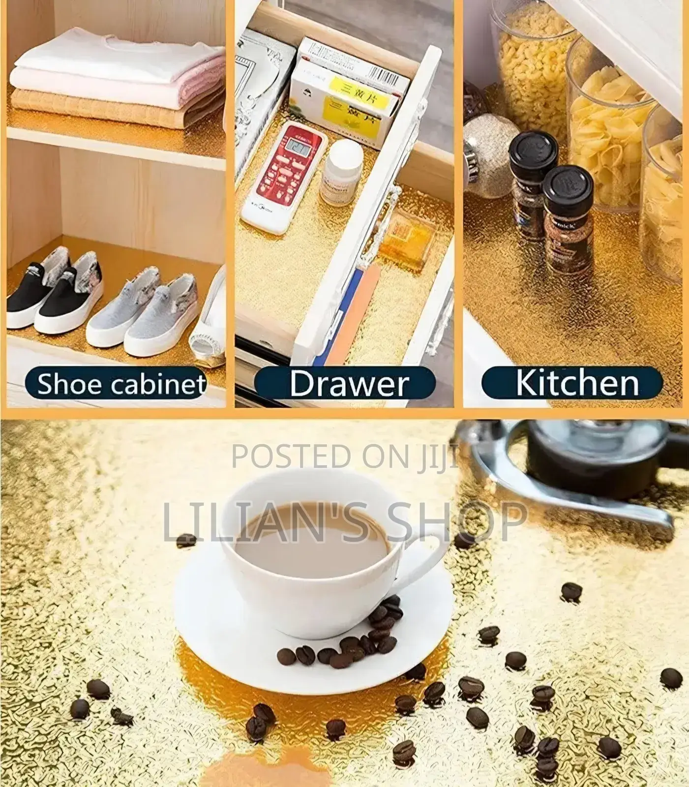 Gold-Textured, Self-Adhesive, Aluminum Foil Wallpaper