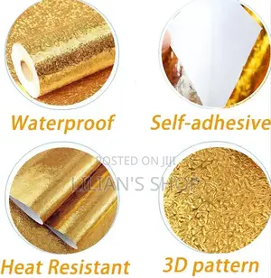 Gold-Textured, Self-Adhesive, Aluminum Foil Wallpaper