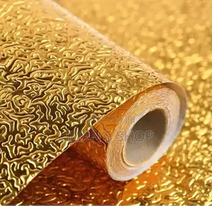 Gold-Textured, Self-Adhesive, Aluminum Foil Wallpaper