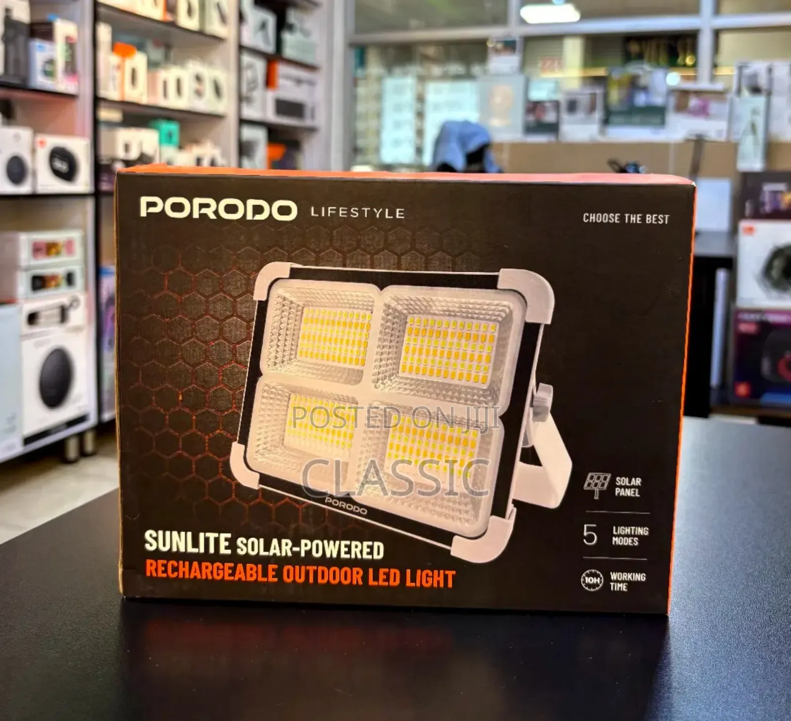 Porodo Sunlite Solar-powered Rechargeable Outdoor Led Light