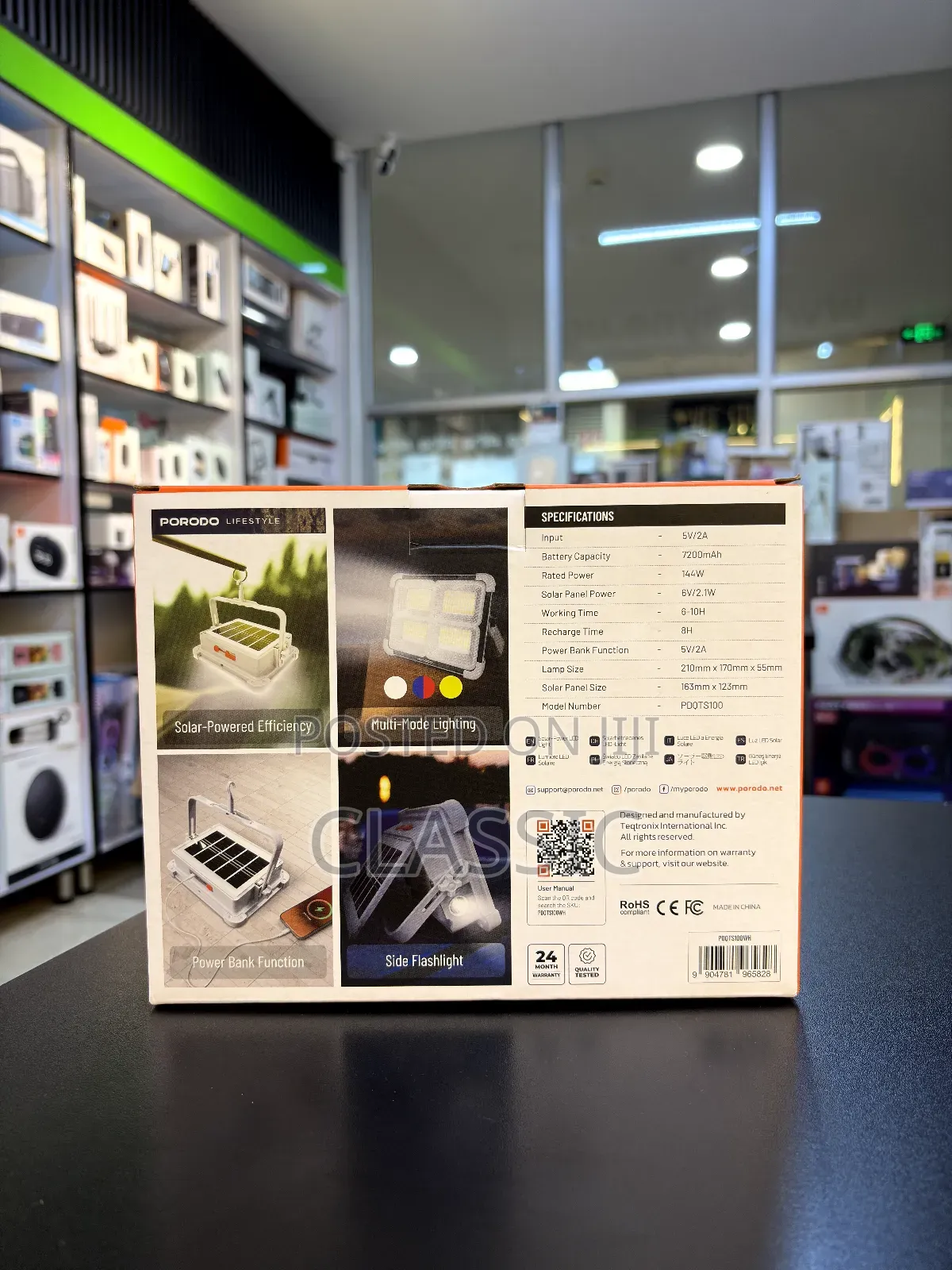 Porodo Sunlite Solar-powered Rechargeable Outdoor Led Light