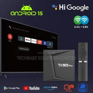 Tx90 Pro Android 15.0 Tv Box, Quad-Core, Wifi 6 Bt 5.0, 16+256 Rom