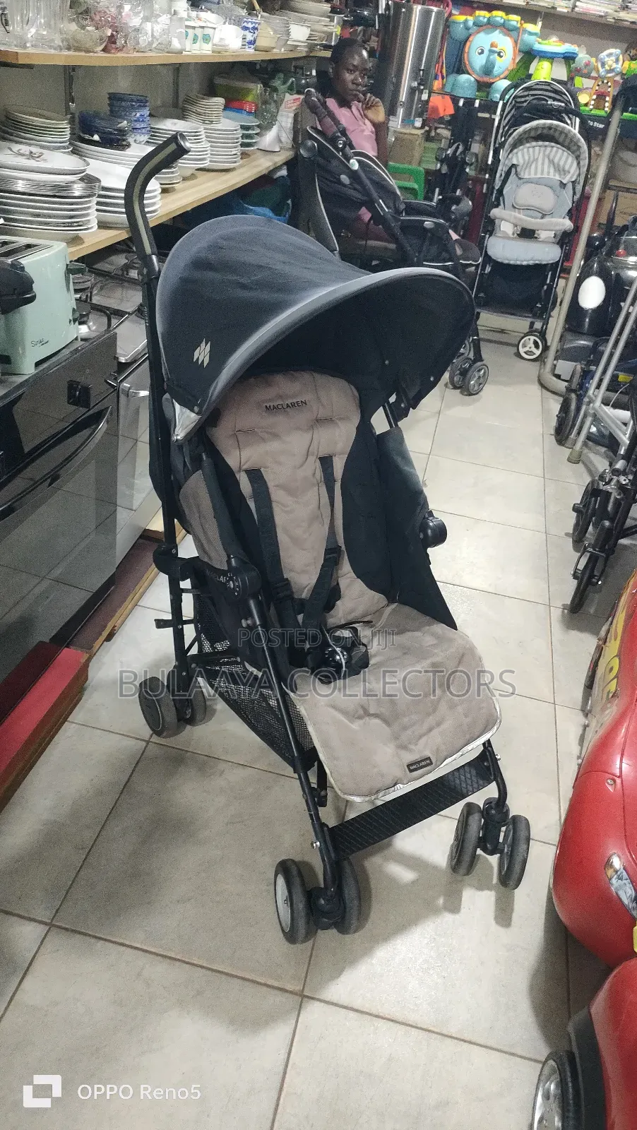 Maclaren Quest Sport Stroller in the Black and Champagne Colorway.