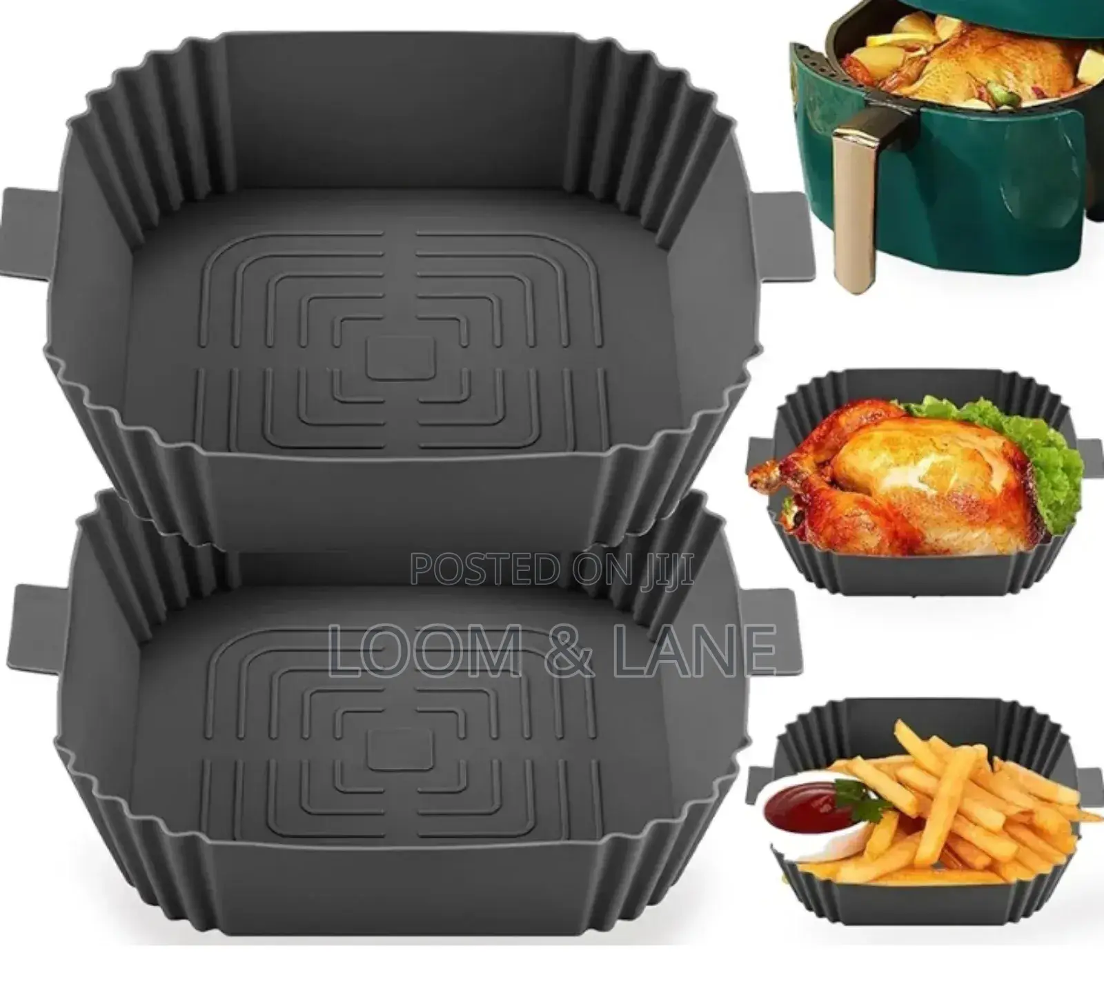 2 Pack of Squre Air Fryer Silicone Liners