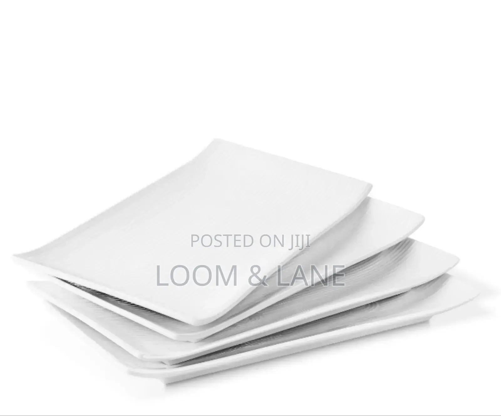 6 Pieces of Square Checked Plates -White