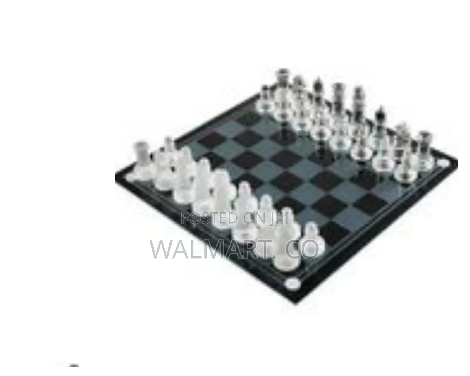 Elegant Glass Chess Set With Frosted and Clear Pieces
