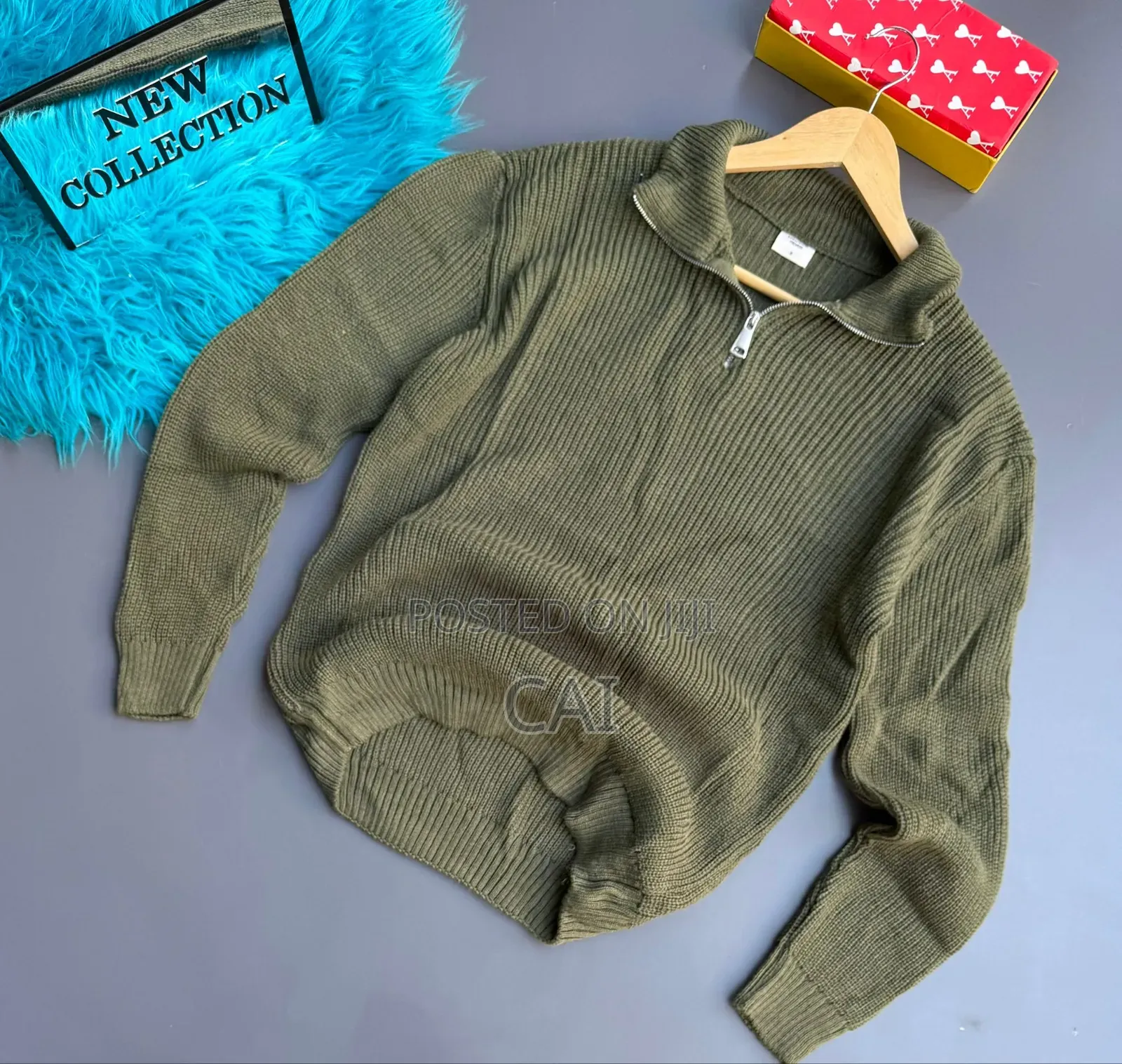 Half-Zip Knit Sweaters in White, Black, Green, and Grey. Quarter Zip
