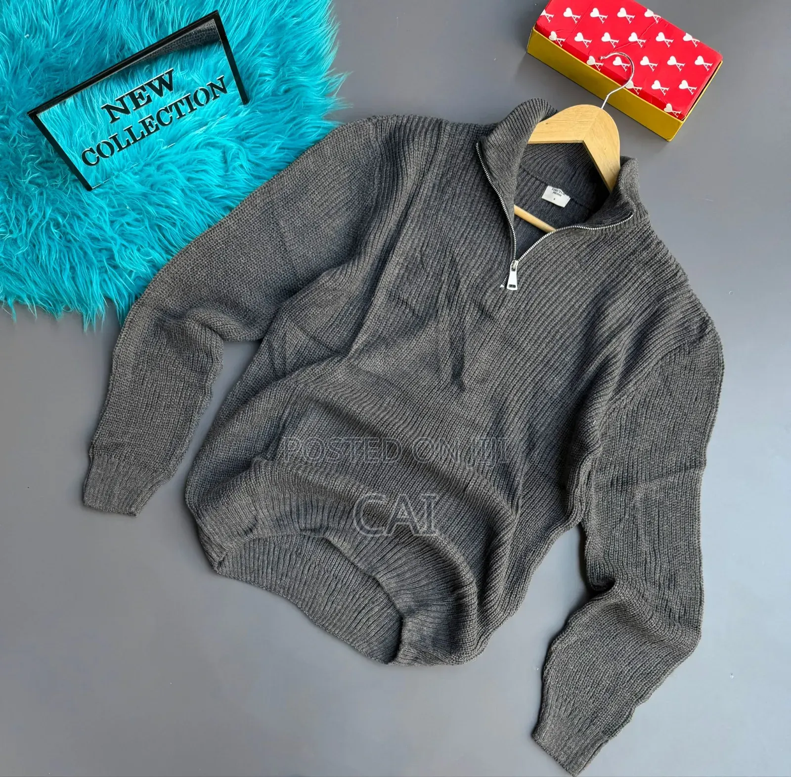 Half-Zip Knit Sweaters in White, Black, Green, and Grey. Quarter Zip