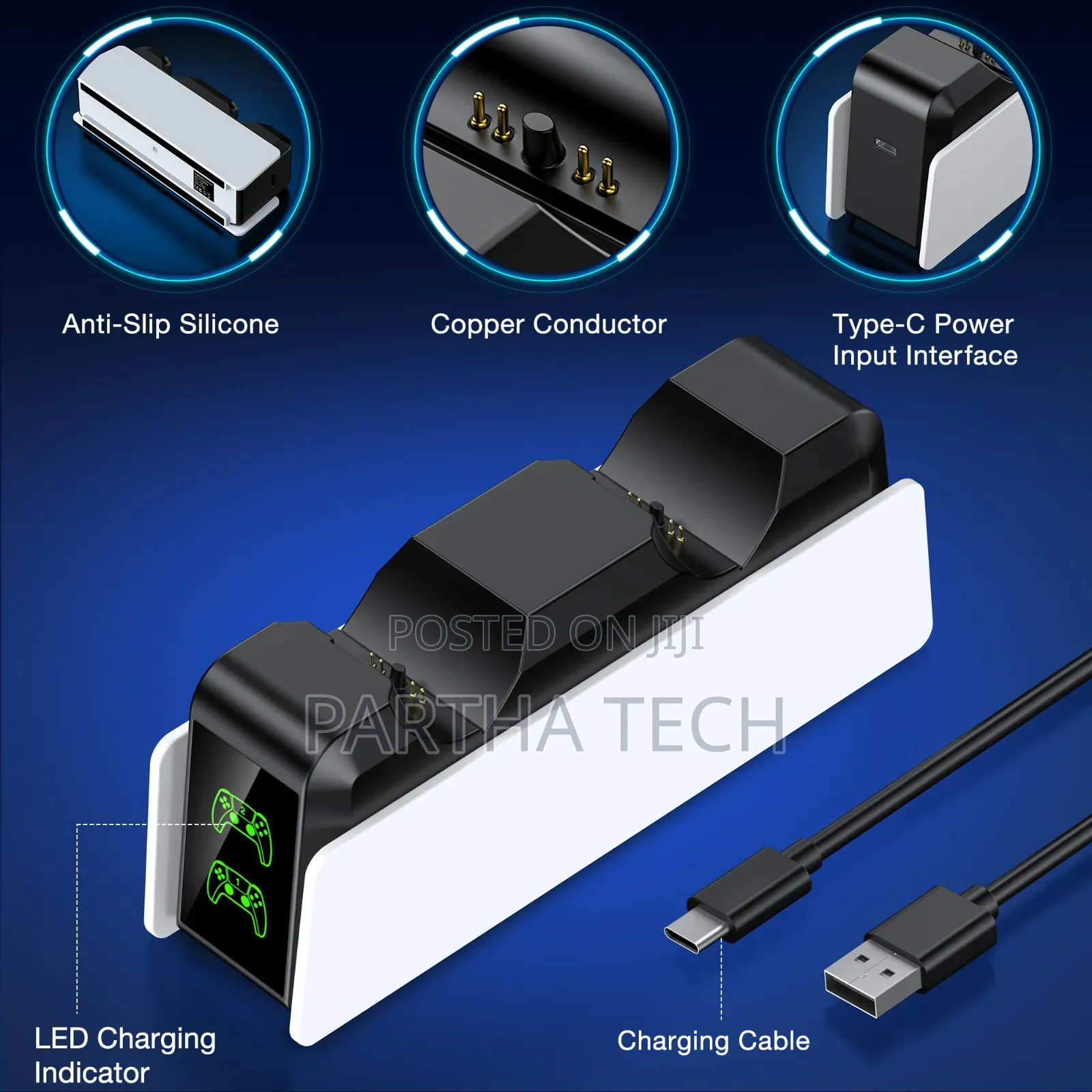 Ps5 Dual Pad Fast Charger Station With RGB