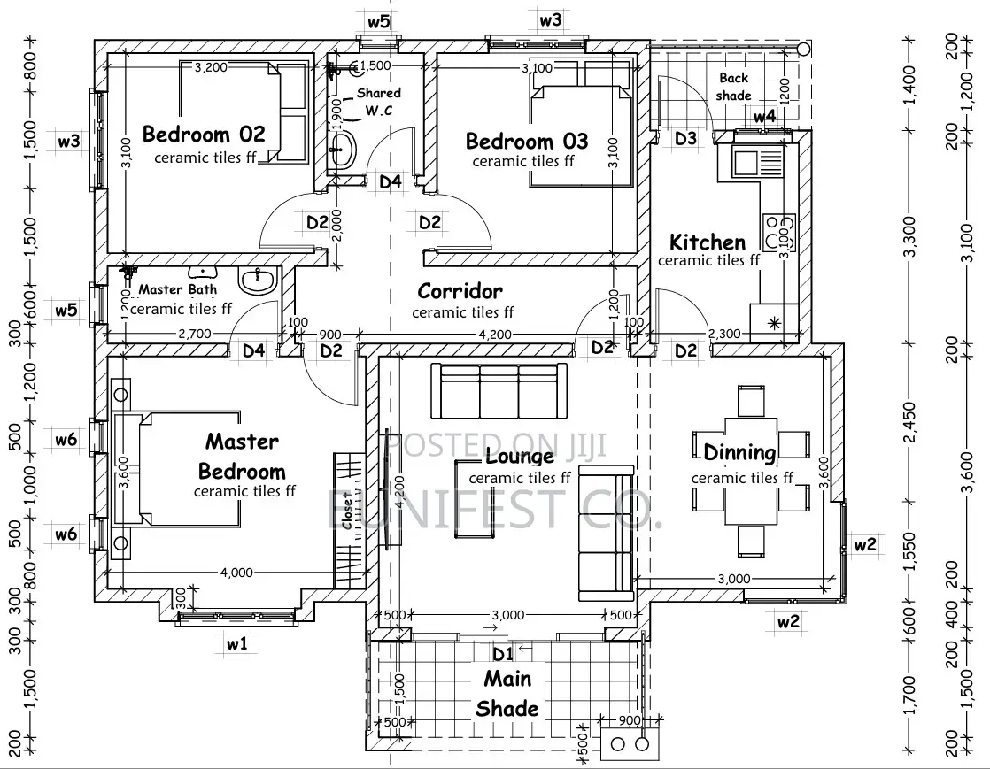 3 Bedroom House Architectural Drawings