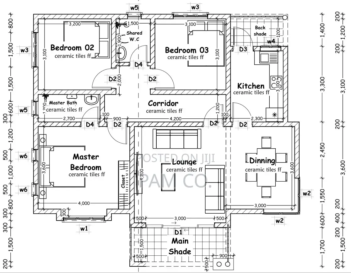 3 Bedroom House Architectural Drawings