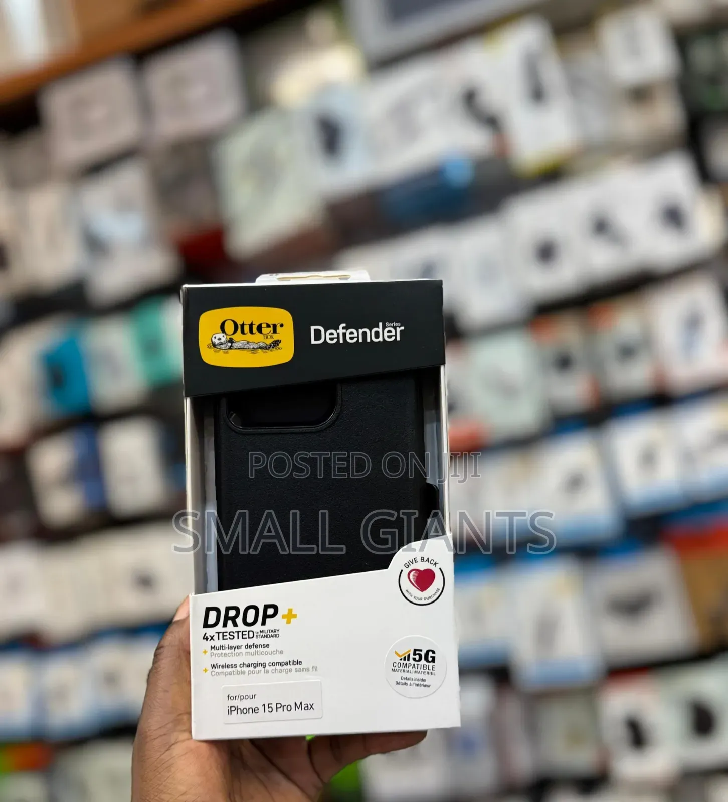 Otterbox Defender Series Case for the iPhone 15 Pro Max in Black.