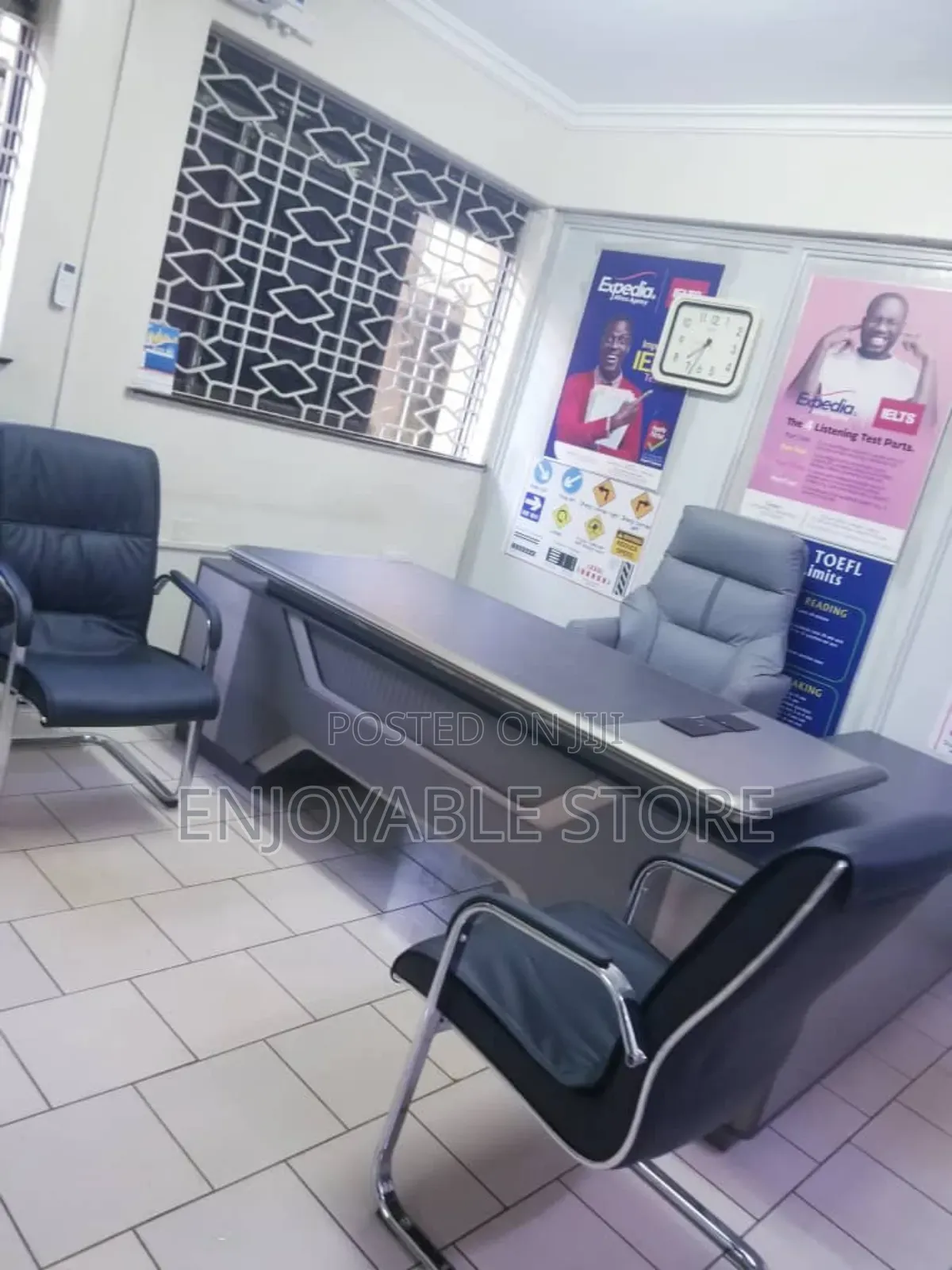 Big Boss Office Table and Chairs(1 Big Chair and 2 Visitor Chairs)