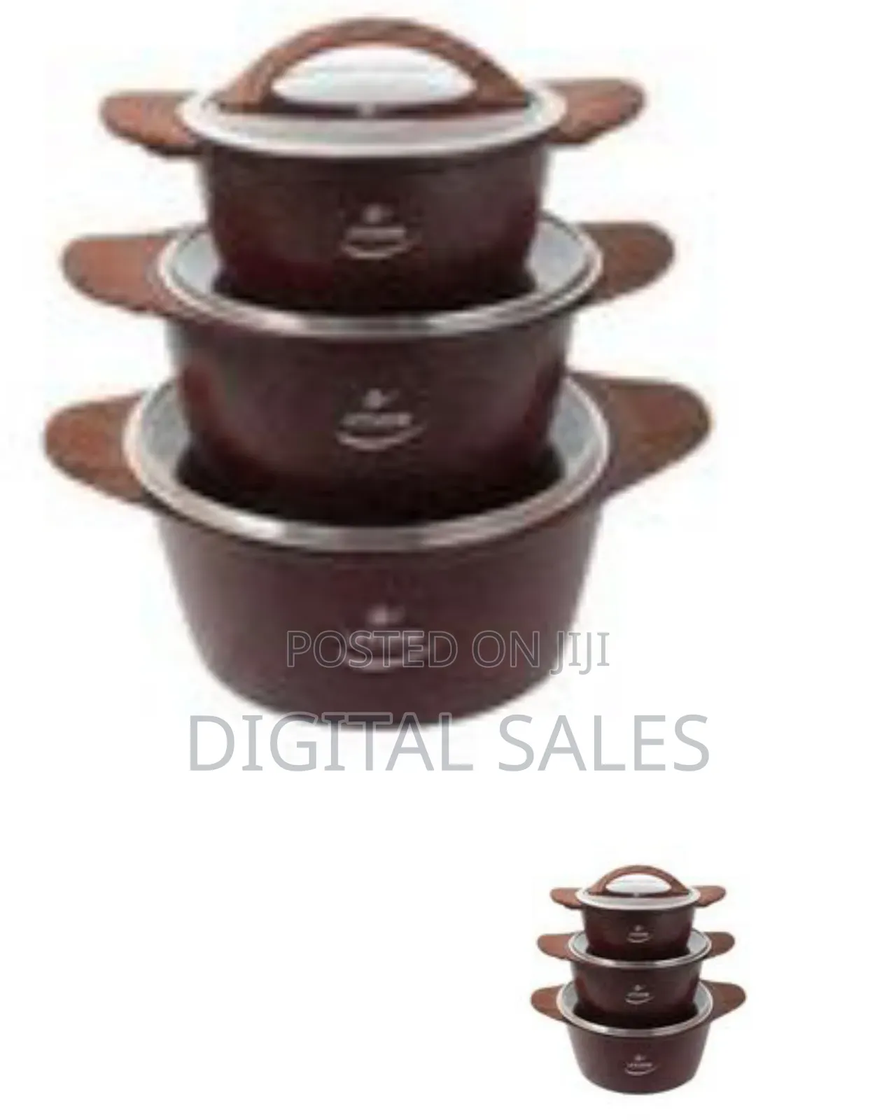 Premium Nonstick Cooking Pot Set With Wood-Look Handles and Lids
