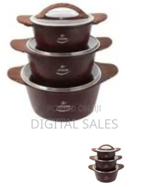 Premium Nonstick Cooking Pot Set With Wood-Look Handles and Lids