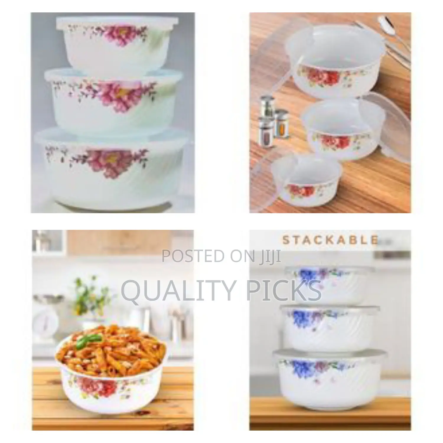 Opal 3 Piece Floral Serving Bowl Mixing Bowl Set