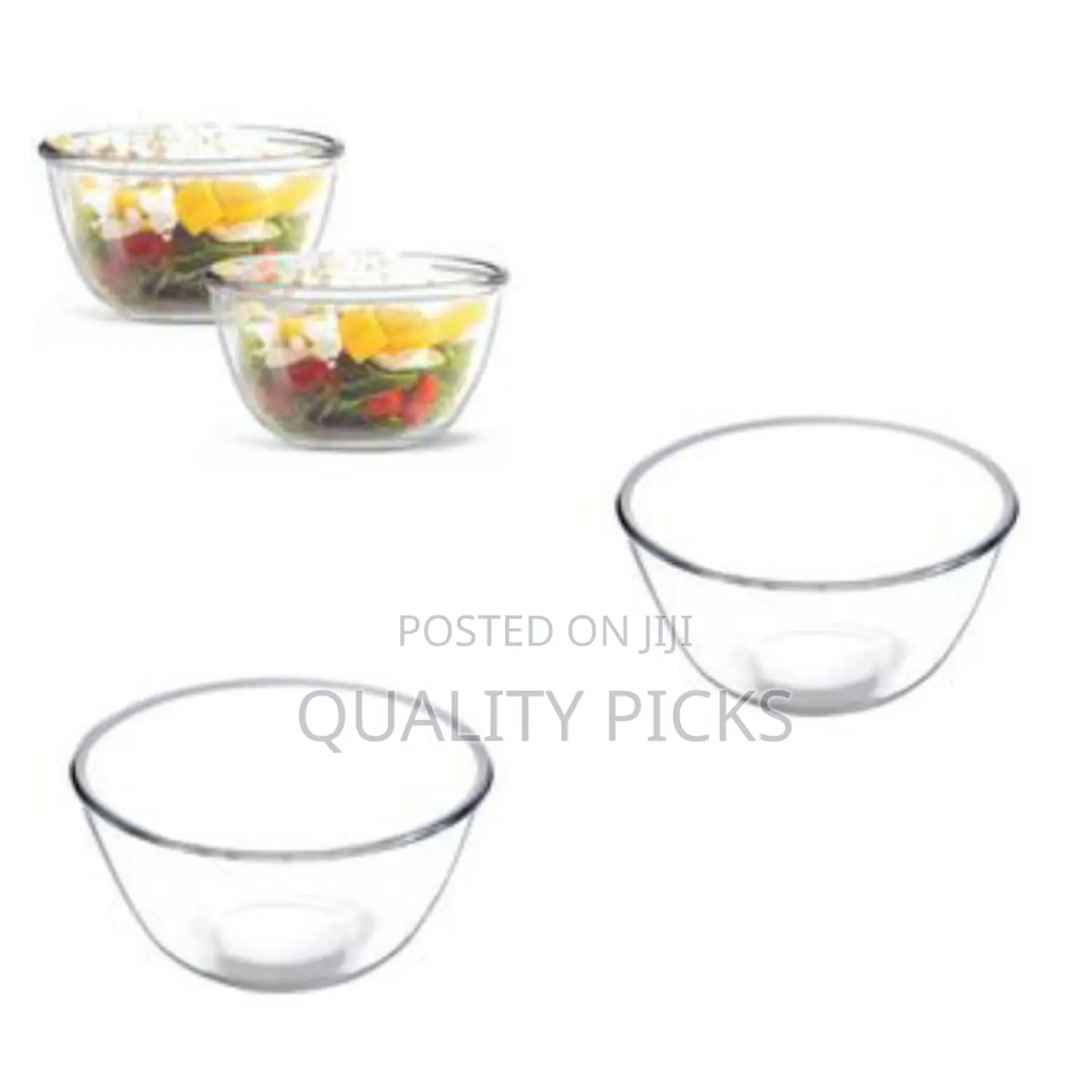 2 Piece Borosilicate Glass Serving Mixing Bowls for Kitchen