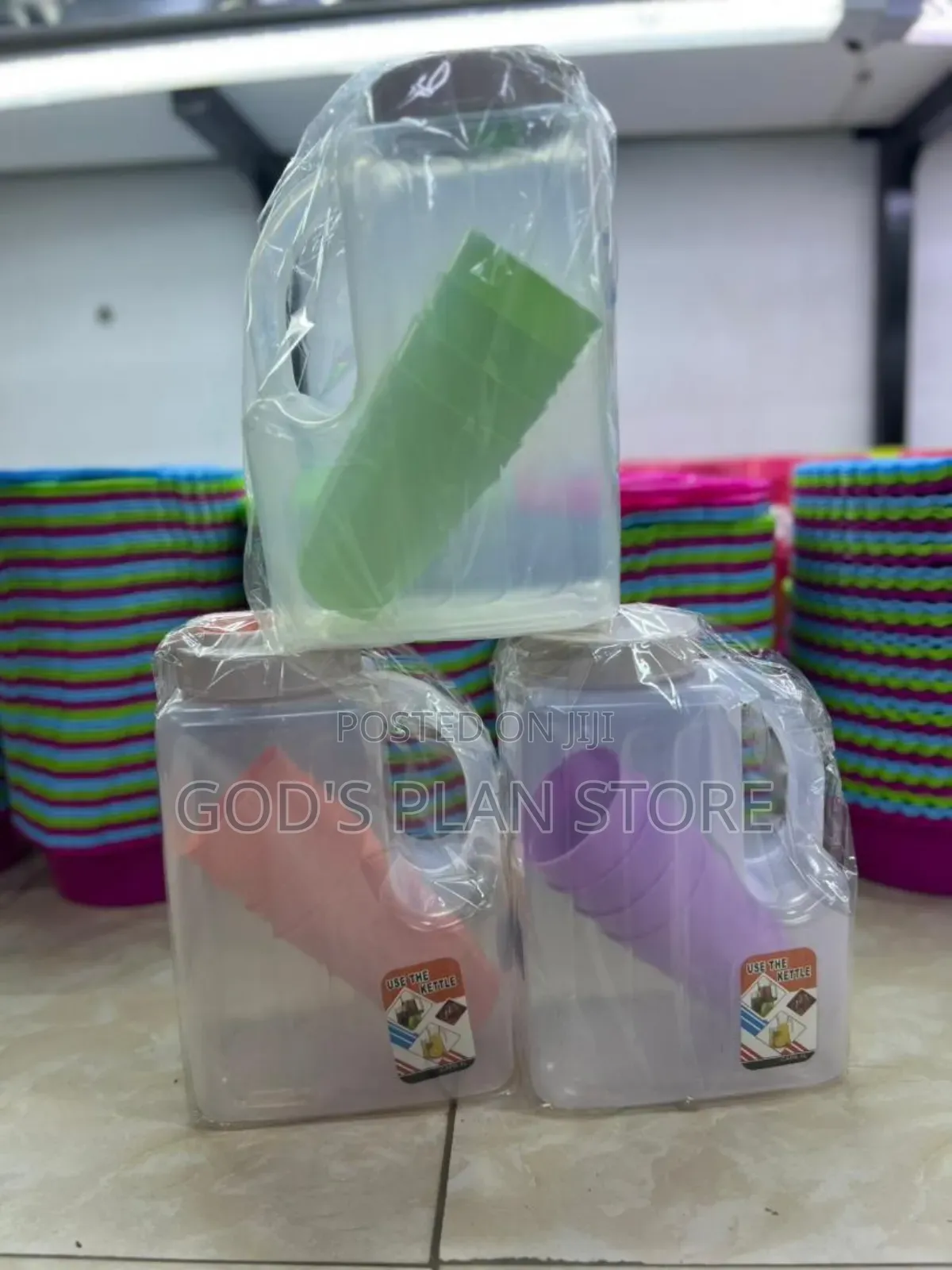 Plastic Freegi Kettle With Glasses Imported
