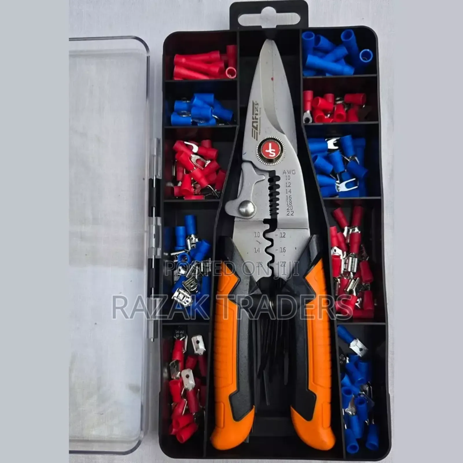 Cutter+Crimping Plier Kit Stainless Steel Orange Black 171 PCS Set,