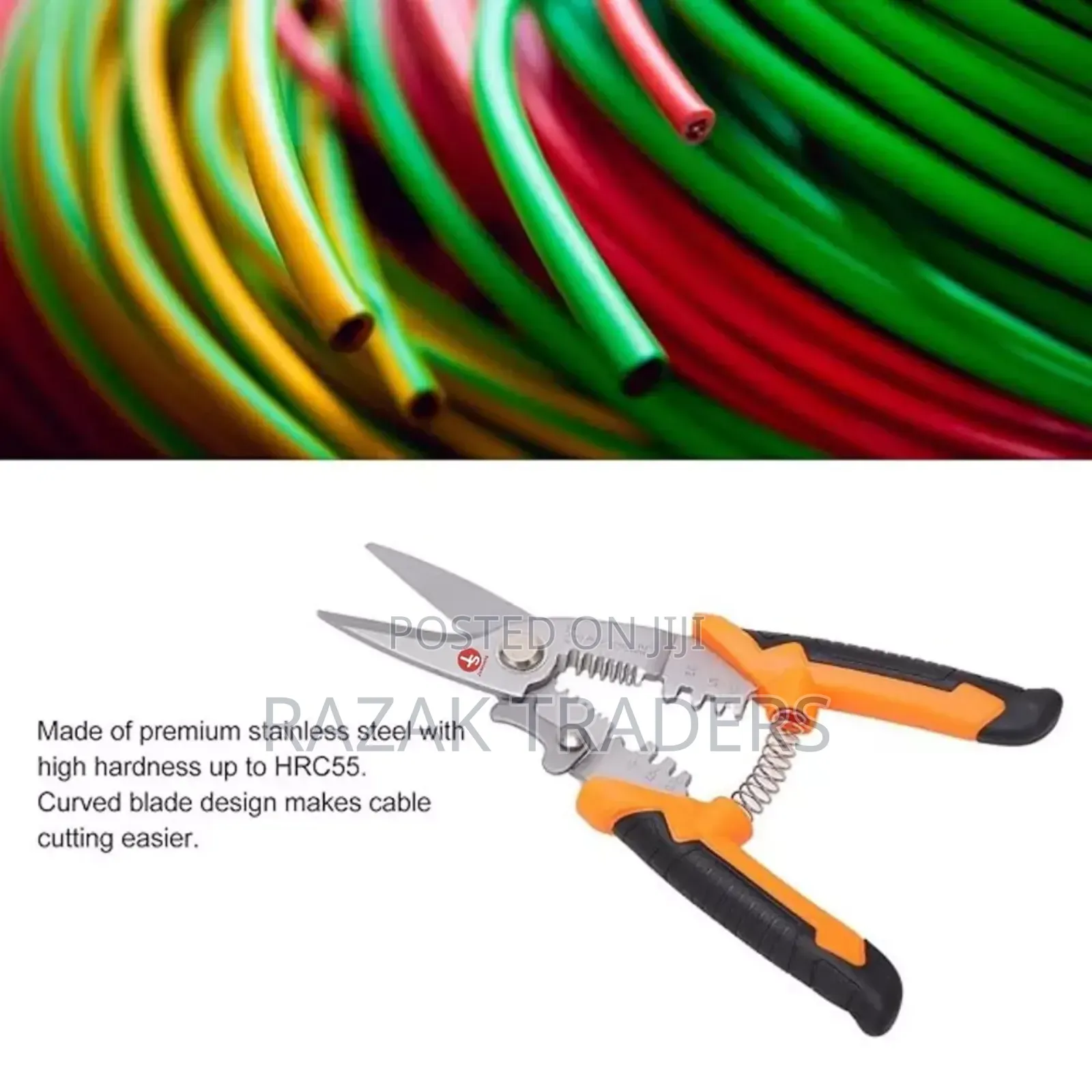 Cutter+Crimping Plier Kit Stainless Steel Orange Black 171 PCS Set,
