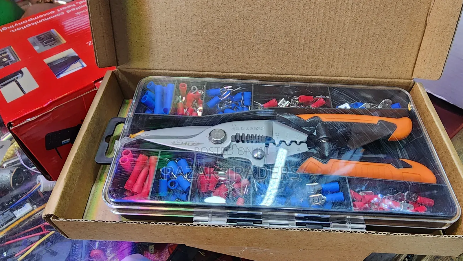 Cutter+Crimping Plier Kit Stainless Steel Orange Black 171 PCS Set,
