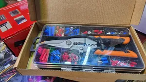 Cutter+Crimping Plier Kit Stainless Steel Orange Black 171 PCS Set,