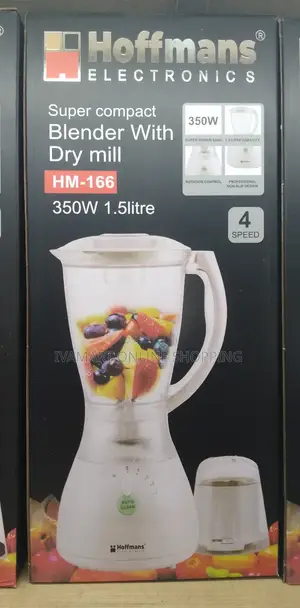 Hoffmans Blender (Hm 166) With Dry Mill 1.5 L - 350 Watts