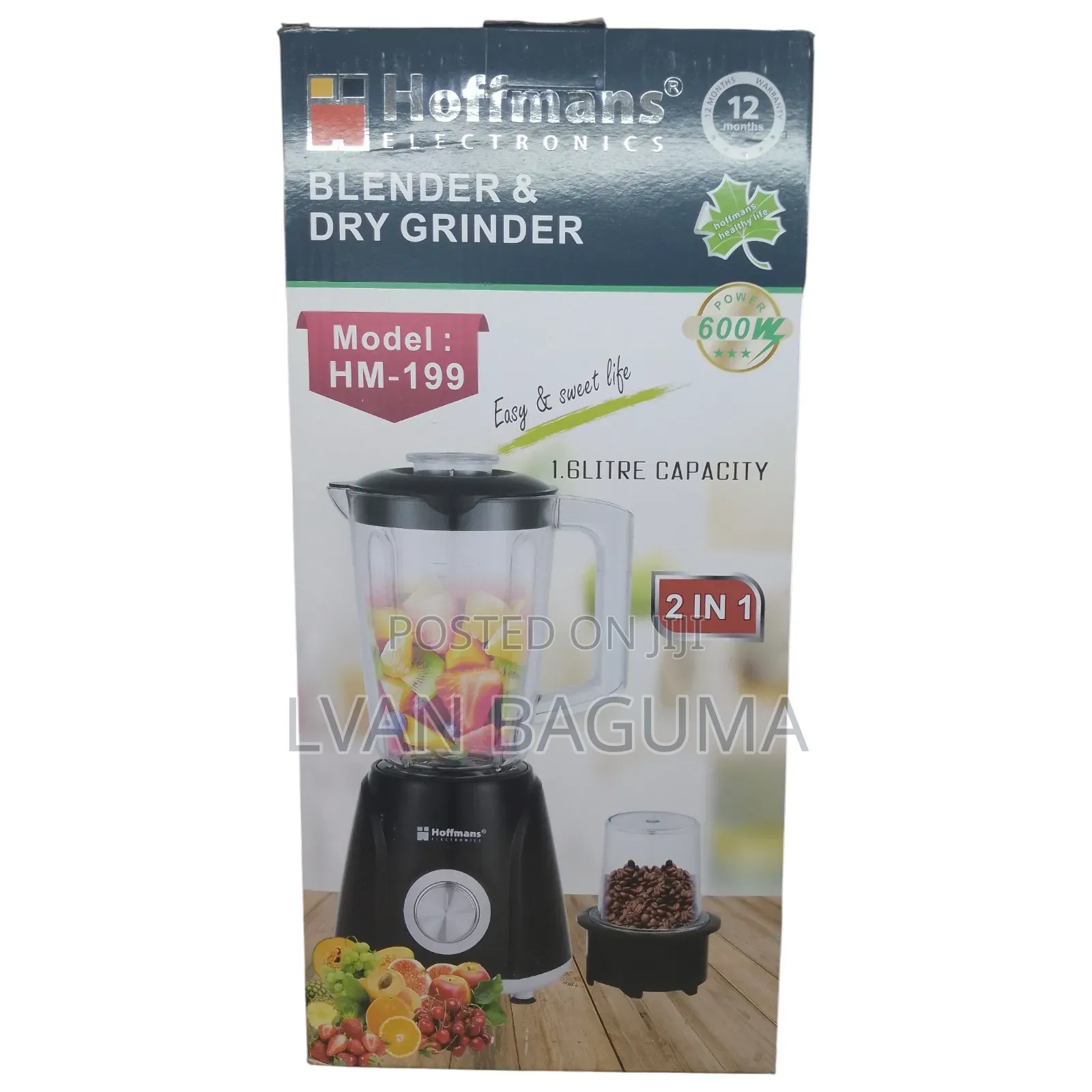 Hoffmans 2 in 1 Blender Dry Grinder (Hm-199 ) - 12 Months Warranty