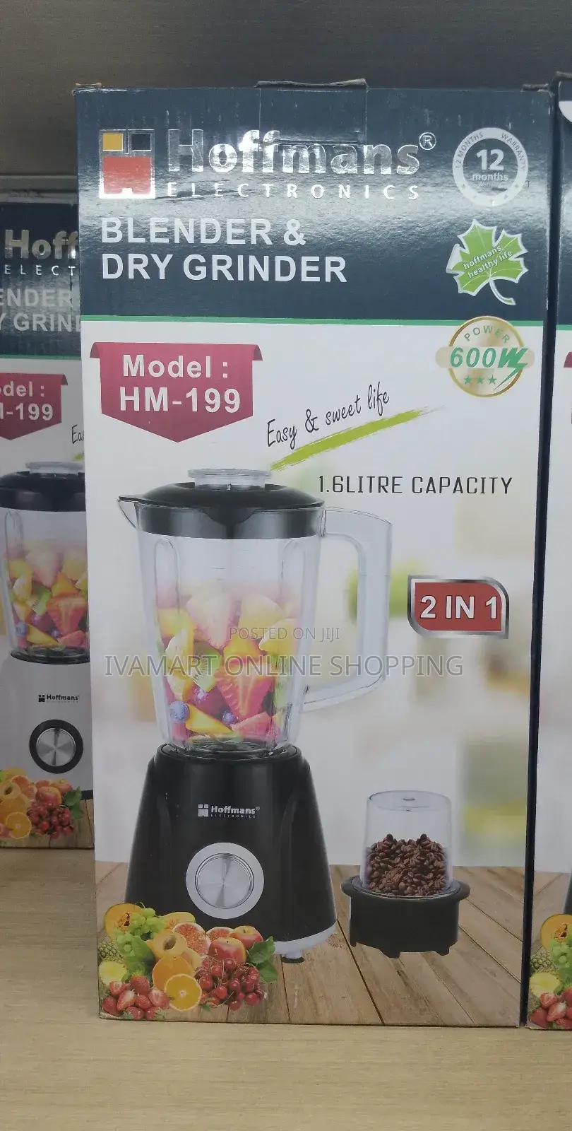 Hoffmans 2 in 1 Blender Dry Grinder (Hm-199 ) - 12 Months Warranty