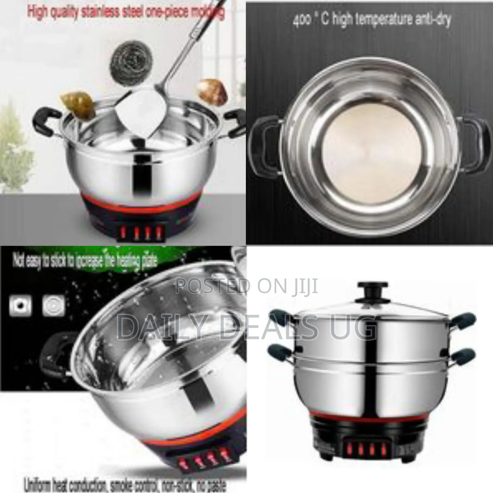 Multi-Tier Stainless Steel Electric Food Steamer and Cooker-Multicolor