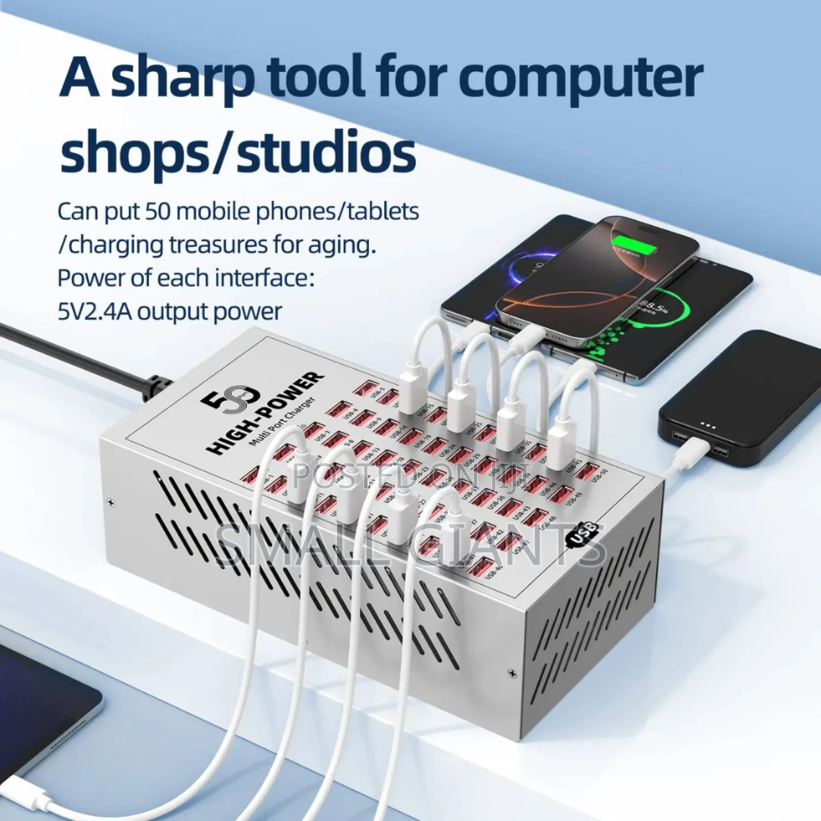 50-Port Usb High-Power Charging Station Designed for Commercial Use