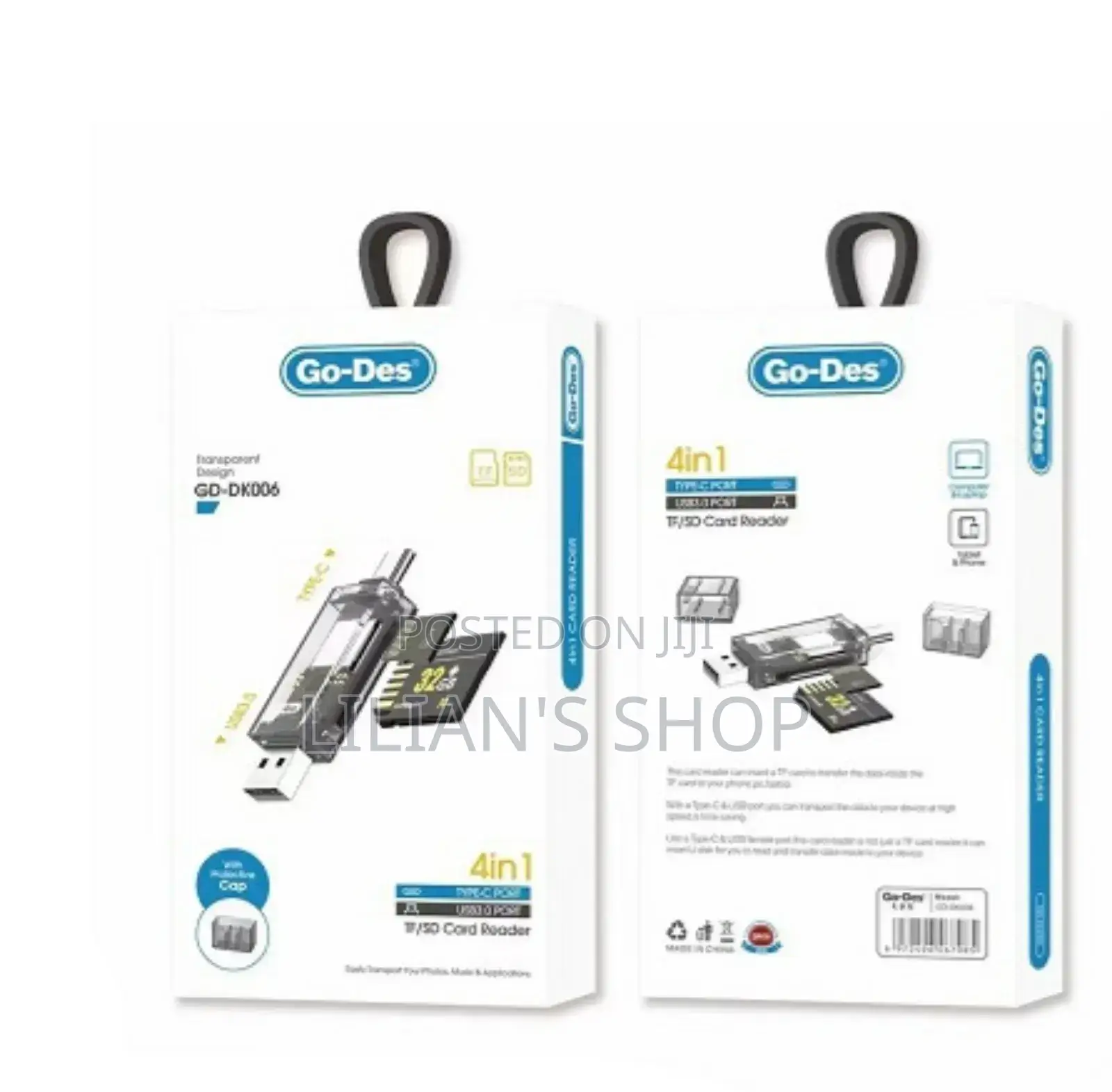 Go-Des Gd-Dk006 Transparent Design 4-in-1 Tf/Sd Card Reader.