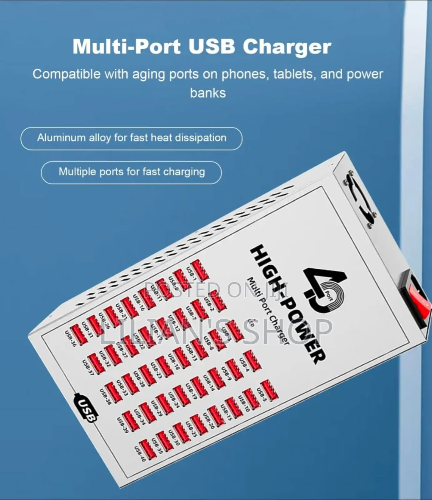 40-Port Usb Charging Station Designed for Simultaneous Charging
