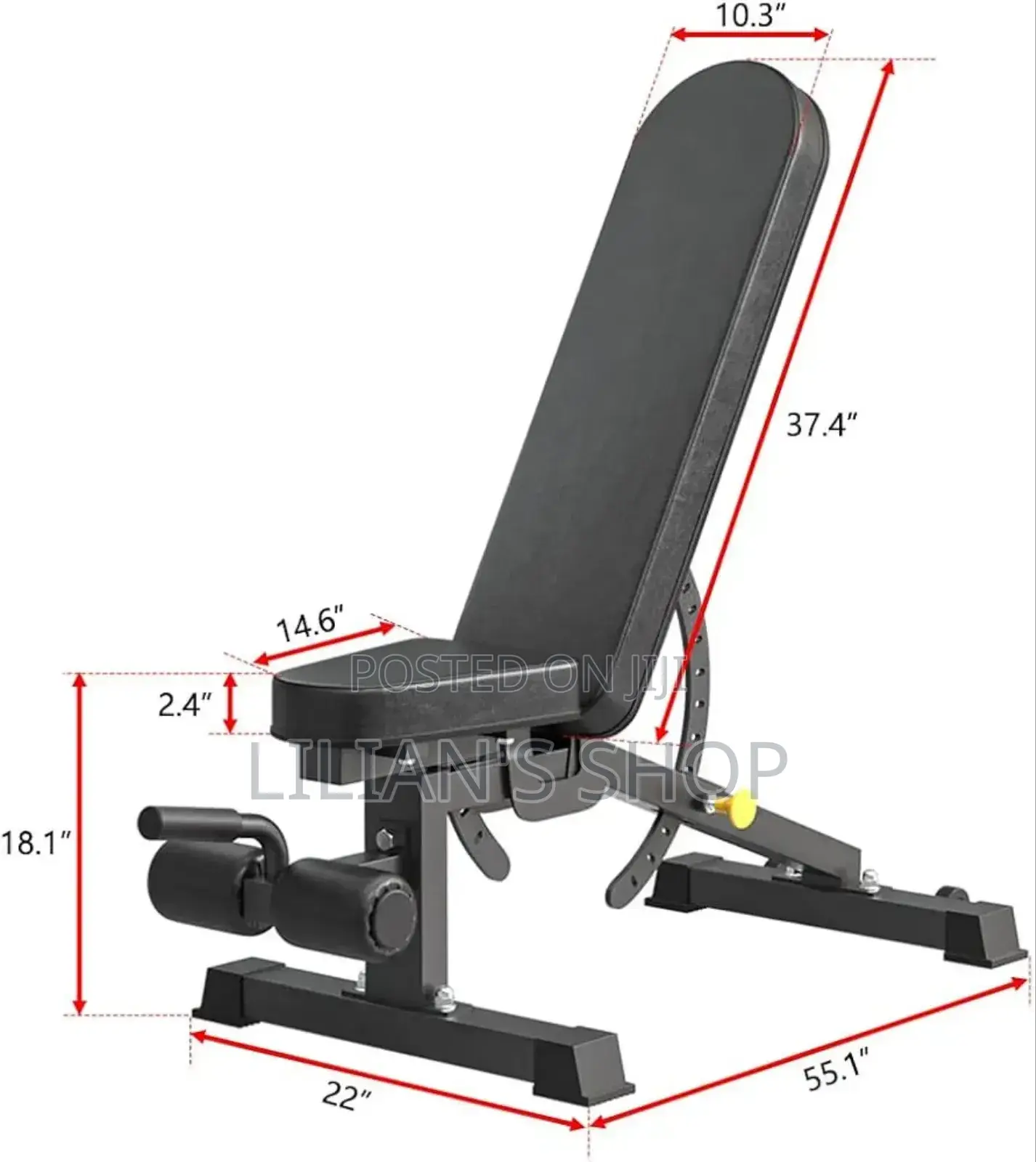 Clover Fitness T14 Pro Adjustable Weight Bench in Black.